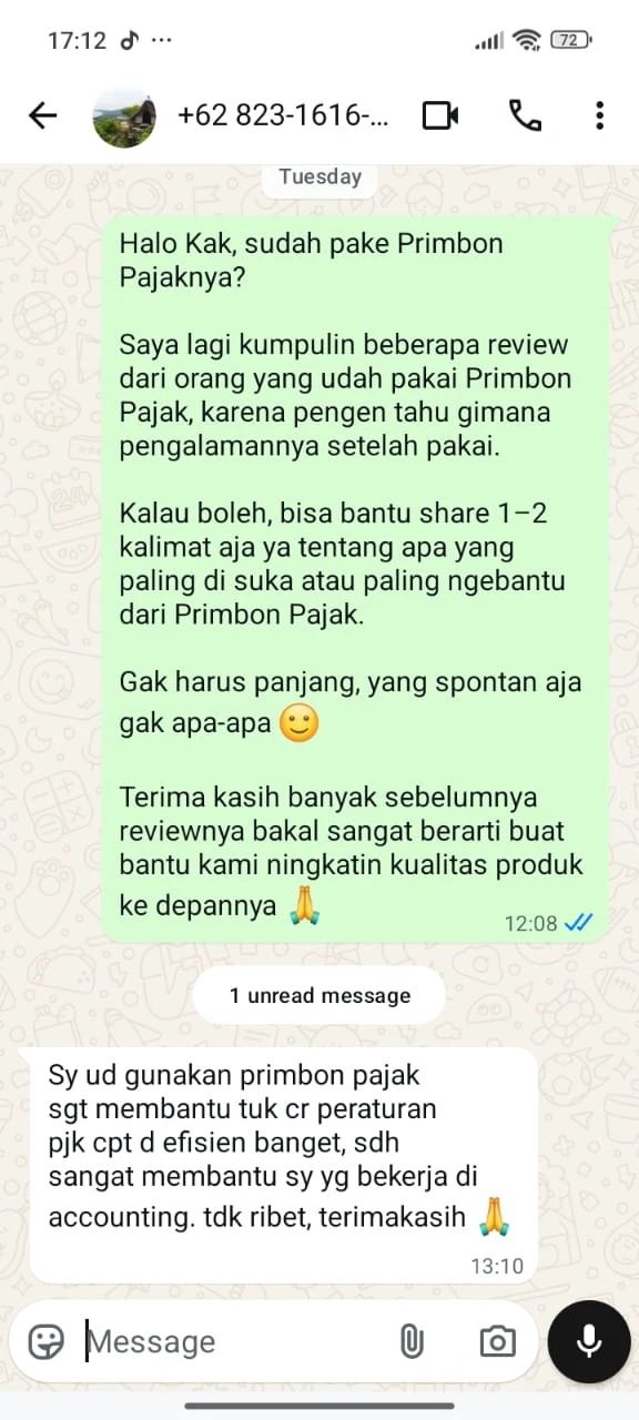 Screenshot percakapan WhatsApp · Praktisi accounting · cari peraturan lebih cepat